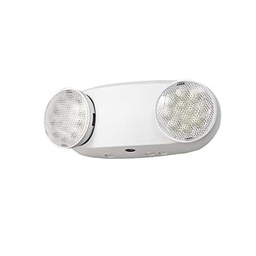 TANLUX LED Emergency Lights with Battery Backup, Two Head Adjustable Commercial Emergency Lights, UL Listed, AC 120/277V, Hardwired Emergency Exit Light Fixtures for Business - 1 Pack(White) - color: White, size: 1 Pack