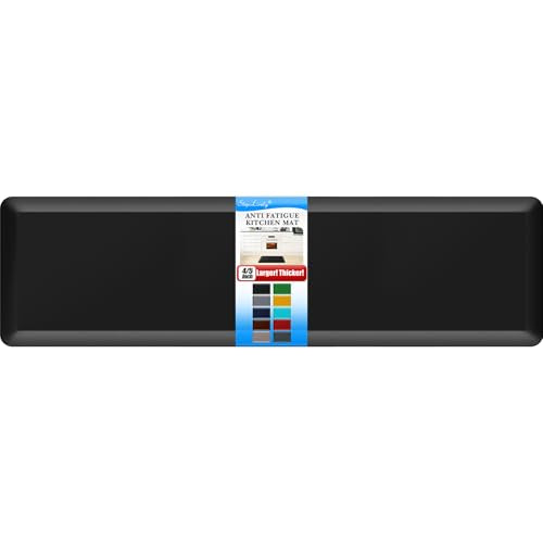 4/5 Inch Thick Kitchen Mat - Cushioned Anti Fatigue Mat for Kitchen Floor - color: Black, size: 108"L x 30"W x 0.8"Th