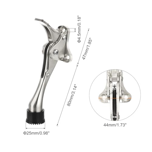 uxcell Kickdown Door Stop, One Touch Kickdown Door Stopper Holder with Non-Slip Rubber Tip and Screws, 4-Inch Metal Door Kickstand for Bottom of Door, Silver - color: Silver, size: 4 Inch