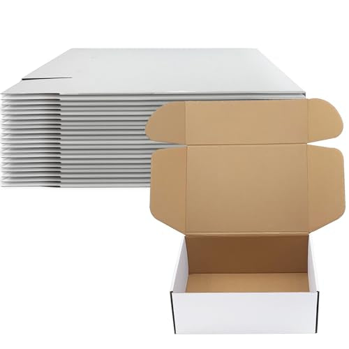 11x8x4 inch Shipping Boxes Set of 20, White Corrugated Cardboard Mailer Box - size: 11x8x4 -20 Pack