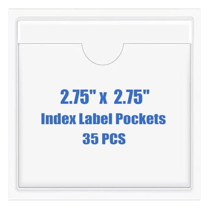 Origin-Joy 35 PCS Self Adhesive Index Card Pockets with Top Open, Clear Plastic Label Holder for Notes, Library and Business, Adhesive Label Pockets & Holder (2.75 x 2.75 inch) - size: 2.75 x 2.75 inch, style: Horizontal