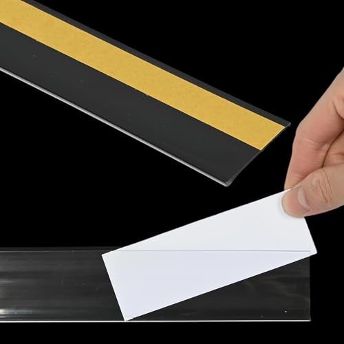 50 Pcs Shelf Label Strips, 1.5" x 48" Self Adhesive Label Holder, Black - color: black
