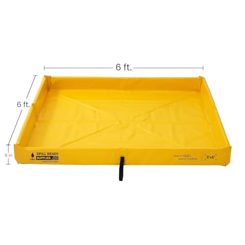 (4-Pack) 6' x 6' Duck Pond Spill Containment Berm | 22oz PVC, 130 Gallon Sump | 6x6 Folding Duck Pond - Yellow | Portable Secondary Containment | Reusable Oil, Fuel & Chemical Spill Tray - size: 6' x 6'