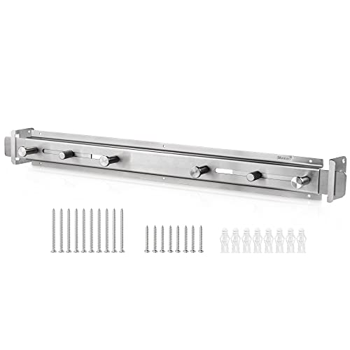 Door Barricade Bar with Door Hook Door Hanger (SUS) Patented Design for Security Reinforcement and Home Protection. Stop House Invasion and Intruder on Front Door, Bathroom and Bedroom. Childproof. - color: Stainless Steel