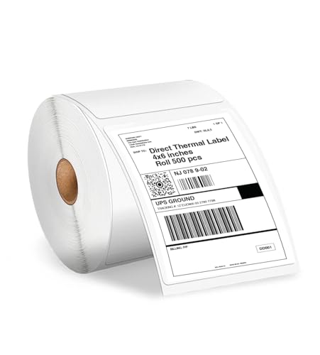 BlackWidow 4" x 6" Direct Thermal Shipping Labels, Perforated and Strong Adhesive, Compatible with Rollo, MUNBYN, Zebra, Fargo Label Printer. Commercial Grade. (Fanfold or roll) - size: Roll 500 labels