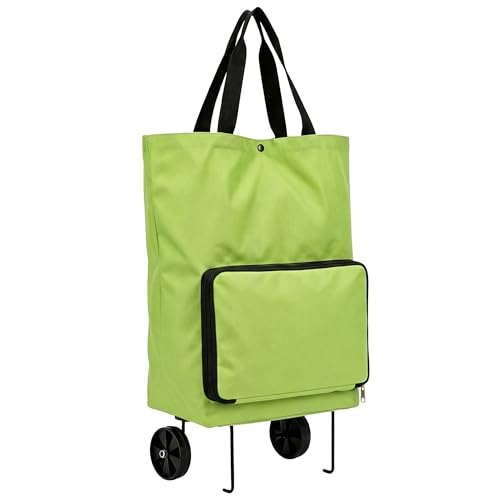 2 in 1 Foldable Shopping Cart with Wheels, Waterproof Oxford Fabric