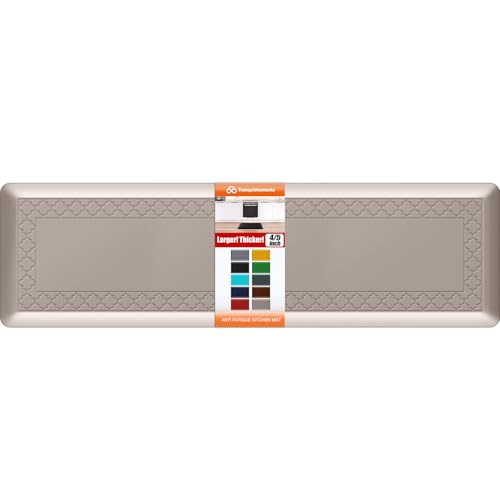 4/5 Inch Thicker Kitchen Mats Anti Fatigue Comfort Mat Standing Desk Rugs - color: Khaki, size: 60"L x 17"W x 0.8"Th