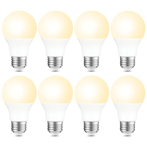 Sigalux 8 Pack A19 LED Light Bulbs, 60W Equivalent Soft White 2700K, 750 Lumens Non-Dimmable LED Bulbs, Efficient 8.5W, 10000 Hours Long-Lasting E26 Base Standard Bulbs for Bedroom Living Room Kitchen - color: Soft White, size: 8