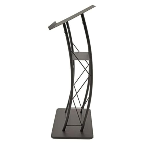 Kingdom KMLSTL Large Curved Metal Lectern, Podium or Pulpit with Durable Powder Coat Finish and a Built-in Shelf - Black - size: Design 06