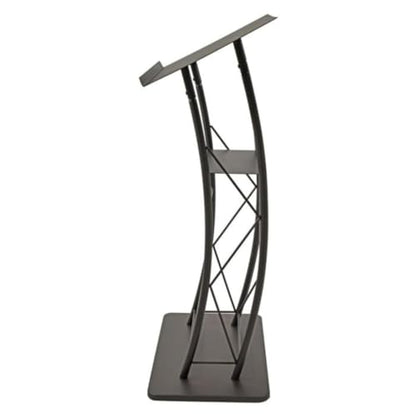 Kingdom KMLSTL Large Curved Metal Lectern, Podium or Pulpit with Durable Powder Coat Finish and a Built-in Shelf - Black - size: Design 06