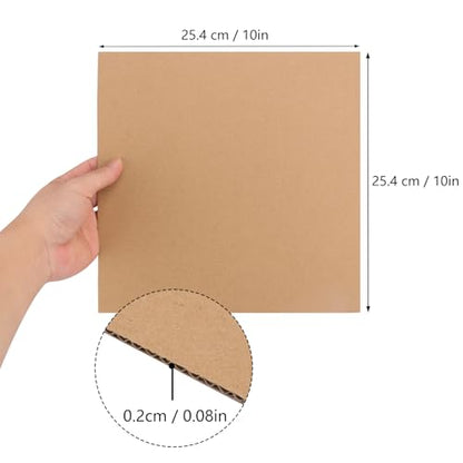 100 Pack 10"x 10" Corrugated Cardboard Sheets, Flat Cardboard Layer Pads 2 mm Thickness, Flexible Packaging Inserts for Shipping, Mailing, and Crafts, by IHDYPPEW - size: 100 Pack 10"x 10" brown