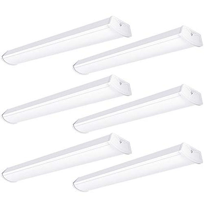 FAITHSAIL Linkable 4FT LED Wraparound Light 40W Flush Mount Garage Shop Lights, 4400lm, 4000K, 4 Foot Linear Wrap Ceiling Lighting Fixture for Workshop Office Kitchen, Fluorescent Replacement, 6 Pack - size: 6 Pack