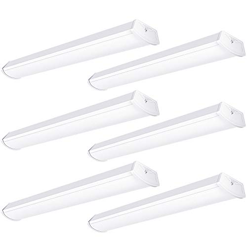 FAITHSAIL Linkable 4FT LED Wraparound Light 40W Flush Mount Garage Shop Lights, 4400lm, 4000K, 4 Foot Linear Wrap Ceiling Lighting Fixture for Workshop Office Kitchen, Fluorescent Replacement, 6 Pack - size: 6 Pack