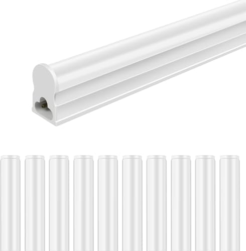 LightingWill T5 LED Shop Light, 4FT, Natural White 4000K, 20W, Linkable Integrated Fixture for Utility LED Ceiling and Under Cabinet Lighting, Corded Electric with Built-in ON/Off Switch, 10 Pack - color: Natural White, size: 4FT-10Pack
