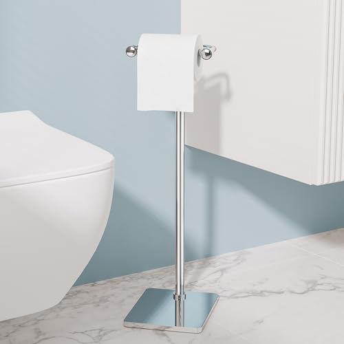 RUACQ Bathroom Toilet Paper Holder Stand, Chrome - color: Chrome