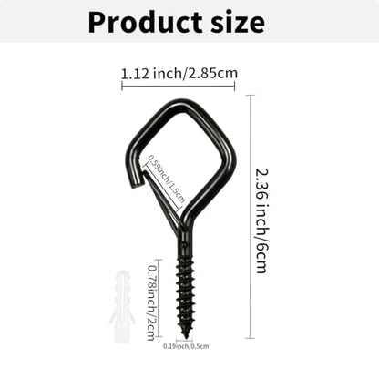 12 Pack Ceiling Hooks with Safety Buckle 2.36IN Screw in Hooks - color: Black