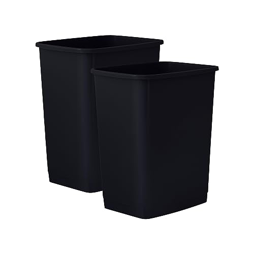 Superio Small 2.5 Gallon Plastic Trash Can, Waste Bin for Under Desk, Office, Bedroom, Bathroom- 10 Qt (2, Black) - color: 2, Black, size: 2.5 Gallon