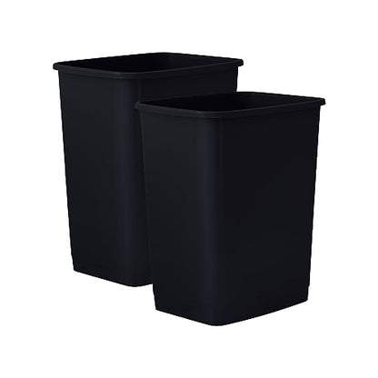 Superio Kitchen Trash Can 9 Gallon Slim Waste Bin 37 Qt Durable Plastic, Fit Small Spaces, Office, Bathroom, Under Counter (2, Black) - color: 2, Black, size: 9 Gallon