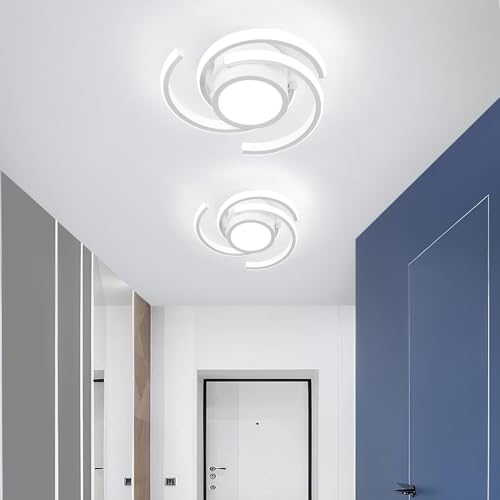 ADISUN LED Modern Ceiling Light,6000K Semi Flush Mount Ceiling Light Fixture,Unique White Ceiling Lights Fixtures for Living Room Bedroom Corridor Aisle Hallway Indoor Ceiling Lamp, 2 Pack - color: White, size: 2 Pack