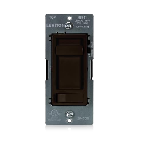 Leviton SureSlide LED Advanced Dimmer Switch for 150W Dimmable LED, Halogen and Incandescent Bulbs and Fixtures, 66741-B, Brown - color: Brown