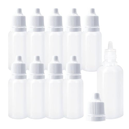 10Pcs 15ml Plastic Dropper Bottles, 0.5oz Small Squeeze Leakproof Dropper Bottle with Childproof Cap and Plug, Reusable Portable Eye Liquid Container for Travel White - color: White Cap
