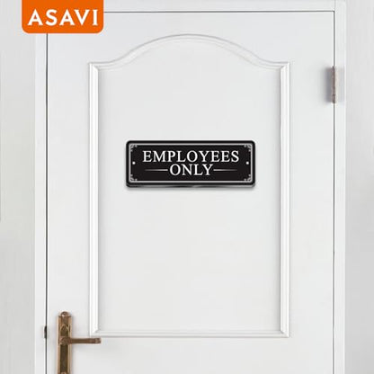 “EMPLOYEES ONLY” Acrylic Sign – Waterproof & Fade-Resistant Staff-Only Notice with Strong Adhesive + Pre-Drilled Holes (8.7"x3") | Office, Warehouse, Restricted Areas (Black) - color: Black