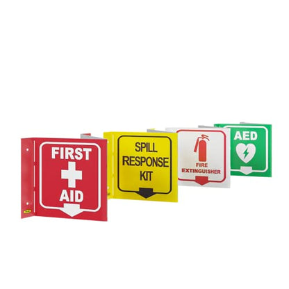 Stay Safe with our OSHA Compliant Folded Projecting Fire Extinguisher Sign - 5"x7", 1mm Aluminum, Essential Workplace Safety Warning - color: Fire Extinguisher
