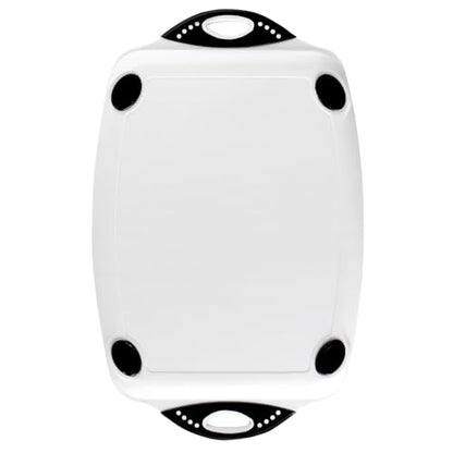 Dexas Chop & Serve Cutting Board, 12.5 x 20 Inch, Large Kitchen Prep and Serving Board with Handles, BPA-Free Dishwasher Safe, White and Black - color: White, size: 20.3"L x 12.5"W