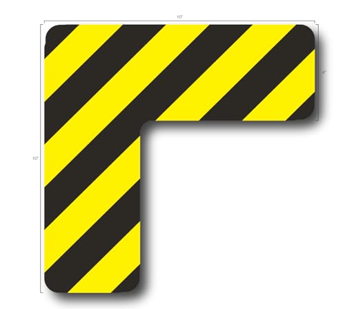 5S Location Marking Corner- (Various Sizes Available) Durable L Shaped Floor Marker by Graphical Warehouse- Vibrant Colors, Rounded Corners (10x10x4" (10 Pack), Black/Yellow) - color: Black/Yellow, size: 10x10x4" (10 Pack)