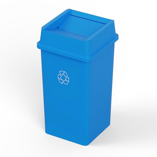 35 Gallon Blue Square Commercial Trash Garbage Can with Lid | Outdoor Office Restaurant School Kitchen - color: Blue, size: 35 Gallon, style: Trash Can with Lid