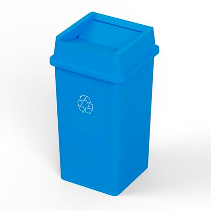 35 Gallon Blue Square Commercial Trash Garbage Can with Lid | Outdoor Office Restaurant School Kitchen - color: Blue, size: 35 Gallon, style: Trash Can with Lid