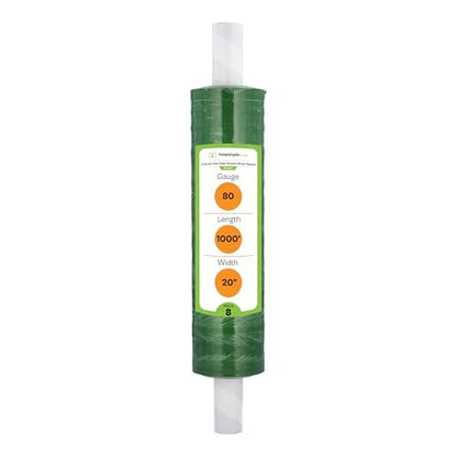 PSBM Dark Green Stretch Wrap with Handles, 8 Rolls 20 Inch x 1000 Feet 80 Gauge, Heavy Duty Plastic Wrap Industrial Strength Shrink Film for Moving, Packing & Shipping - size: 8 Rolls, style: Green