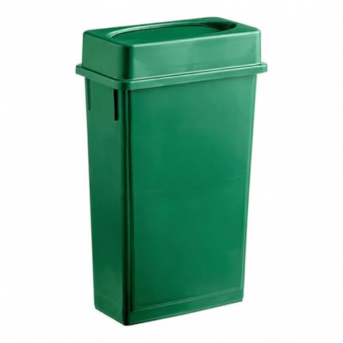 23 Gallon Slim Rectangular Commercial Trash Can, Heavy Duty Plastic Indoor Waste Bin for Kitchen, Office, Restaurant, School, Restroom & Janitorial Use (Dark Green, with Lid) - color: Dark Green