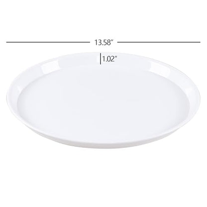 4 Pack Round Restaurant Serving Trays, Plastic Food Service Tray - color: White