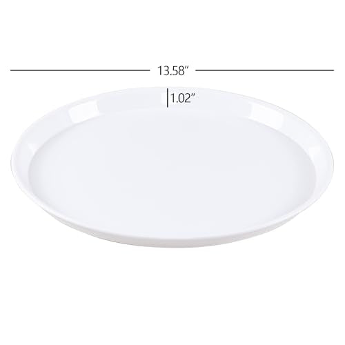 4 Pack Round Restaurant Serving Trays, Plastic Food Service Tray - color: White