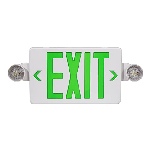 GZRUIYANG Exit Sign With Emergency Lights Green, LED Exit Light With Battery Backup, UL 924 Certified, AC 120/277V, Commercial Lights Combo for Business - 1 Pack - color: White Housing Green Letter, size: 1 Pack
