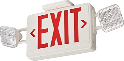 Lithonia Lighting Basics LED Exit Sign and Emergency Light Combo, White - color: Switchable, size: 19.09" | Sign & Square Light Combo