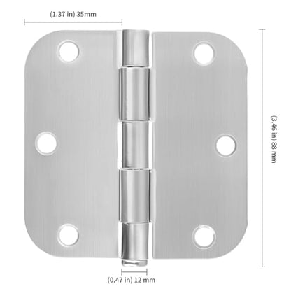 KEILEOHO 12 Pack 3.5 Inch Stainless Steel Door Hinges, Heavy Duty Brushed Nickel Door Hinges, Non-Removable Pin, for Home and Commercial Use