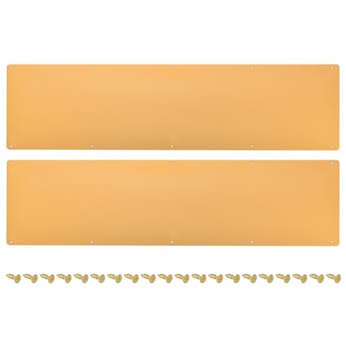 uxcell 2pcs Door Kick Plate, 8 x 30 Inches Aluminum Kick Plate Door Plate, 2 mm Thickness, for Exterior Front Door or Back Door, Gold - color: Gold, size: 8 x 30 Inch