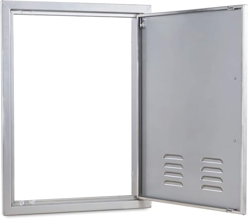 Outdoor Kitchen Doors, 17x23 Inch 304 Stainless Steel BBQ Access Door with Vent, Double Steel Doors for Outdoor Grill Island - size: 17W x 23H-Right