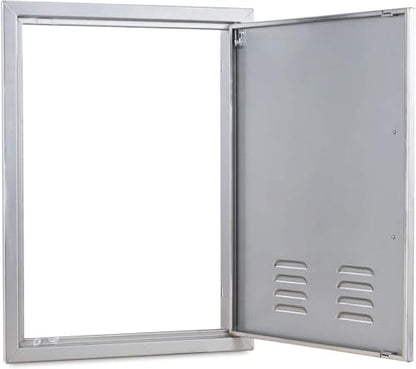 Outdoor Kitchen Doors, 17x23 Inch 304 Stainless Steel BBQ Access Door with Vent, Double Steel Doors for Outdoor Grill Island - size: 17W x 23H-Right