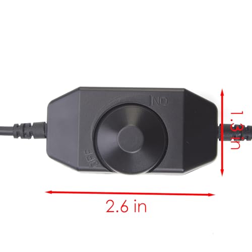 DC 12V–24V LED Strip Dimmer Switch Inline PWM Rotary Knob Controller with DC Male/Female Adapter Brightness Adjustable for Single Color LED String Lights (Black)
