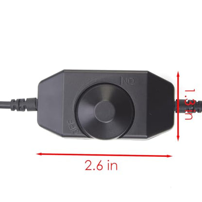 DC 12V–24V LED Strip Dimmer Switch Inline PWM Rotary Knob Controller with DC Male/Female Adapter Brightness Adjustable for Single Color LED String Lights (Black)