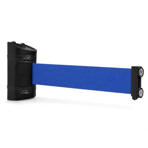 Magnetic Retractable Wall Barrier - Temporary Crowd Control Tool For Safety Queue Solution - 120" Belt Length Coverage with Strong Magnets by VIP Crowd Control (120" Blue) - color: 120" Blue