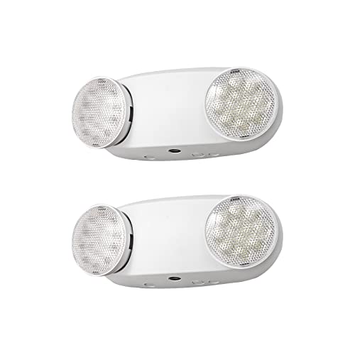 TANLUX LED Emergency Lights with Battery Backup, Two Head Adjustable Commercial Exit Light Fixtures, UL Listed, AC 120/277V, Hardwired, 2 Pack (White) - color: White, size: 2 Pack