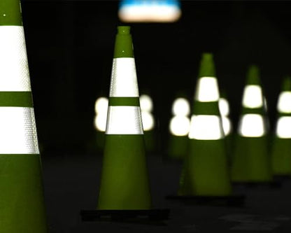 Fluorescent Orange/Green PVC Traffic Cones, Heavy Black Base Parking Lot Cone Structurally Stable Weatherproof Road Construction Safety Cones (4, Green, 28" Large) - size: 28" Large