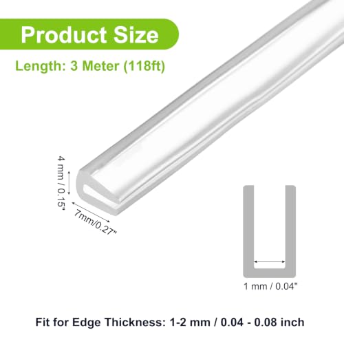 PATIKIL Rubber Seal Strip, 10Ft Flexible U Channel Edge Trim Protector Soundproof Door Seal Strips Fit 1-2mm Thick Edge, 5/32"(4mm) Width, 9/32"(7mm) Height, Transparent - size: 5/32"(4mm ) x 9/32"(7mm )