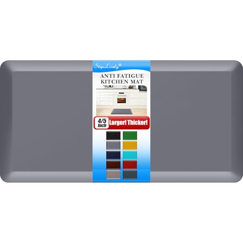 4/5 Inch Thick Kitchen Mat - Cushioned Anti Fatigue Mat for Kitchen Floor - color: Grey, size: 39"L x 20"W x 0.8"Th