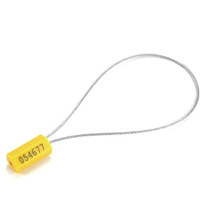 500pcs Security Marking Cable Seals Tamper Proof Steel Wire Seal Numbered Shipping Seals Disposable Pull Tight Self-Locking Cable Seal Truck, Cargo, Containers Seal Ties Straps (Yellow, 500pcs) - color: Yellow, size: 500pcs