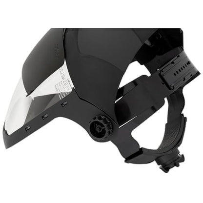 Sellstrom DP4 Face Shield - Lightweight Mask with High Impact Crown & Ratchet Headgear for Work, Grinding, Plasma/Flame Cutting - ANSI Z87.1 - Clear Anti Fog Polycarbonate Window - UV/IR Flip Up Visor - style: Shade 6 Infrared Visor W/ Chinguard